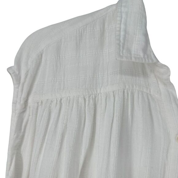 ATM Top White Cotton Gauze Sleeveless Boxy Size M Breathable Button Up Collared - Picture 3 of 9